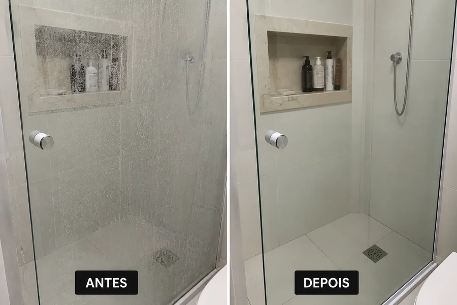 Antes e depois — Box do banheiro